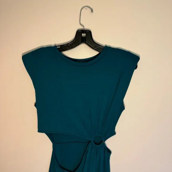GREEN Cut-Out Long sleeve Midi Dress M - Picture 2 of 7